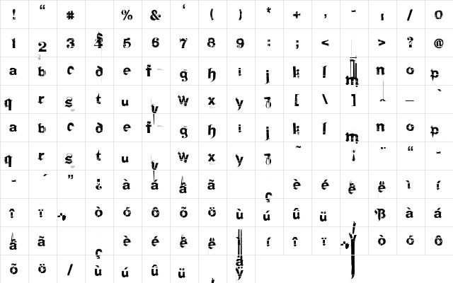 Frakturika Regular  glyph index