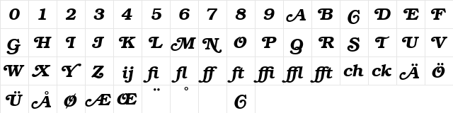Bookman Profi Demi Italic  glyph index