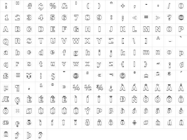 FZ BASIC 56 HOLLOW Normal  glyph index