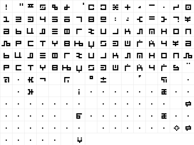 X_Rural Black  glyph index