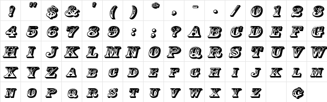 GoldRushExtended Italic  glyph index