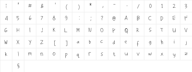 sanifla Regular  glyph index