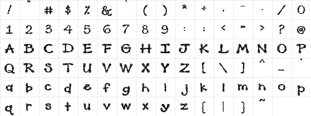 PC Thick Swirls Regular  glyph index