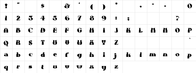 Dreason Wape Regular  glyph index
