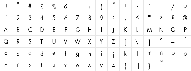 Sulley Condensed Regular Regular  glyph index