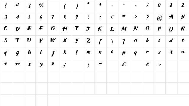 FirstDate Medium  glyph index
