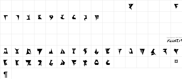 ST Klinzhai Regular  glyph index