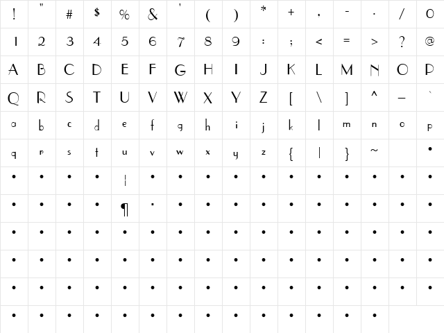 QTParisFrance Regular  glyph index