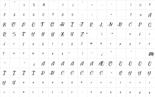 Radical Beat Regular  glyph index