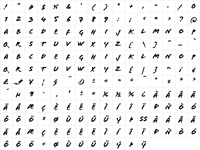 Flood Regular  glyph index