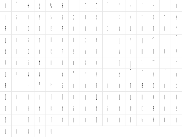Typeface Medium  glyph index
