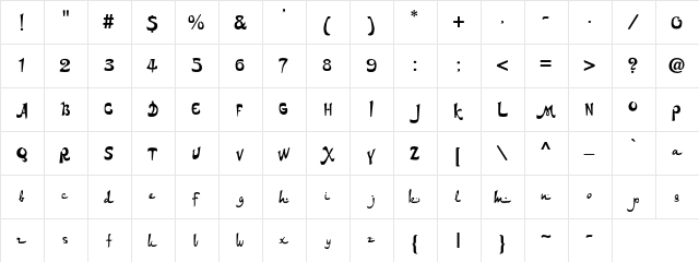 DS ArabicC Regular  glyph index