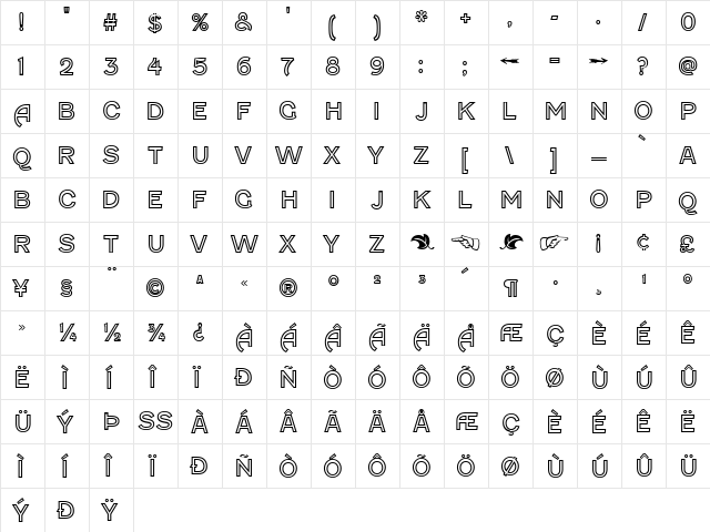 Fenwick Outline Free Regular  glyph index