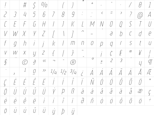 Ruler Volume Light Regular  glyph index