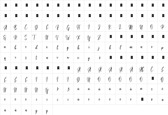 Amstallova Normal  glyph index