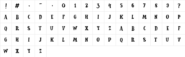 Cemong Regular  glyph index