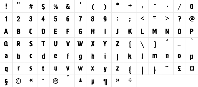 HermesRoughC Regular  glyph index