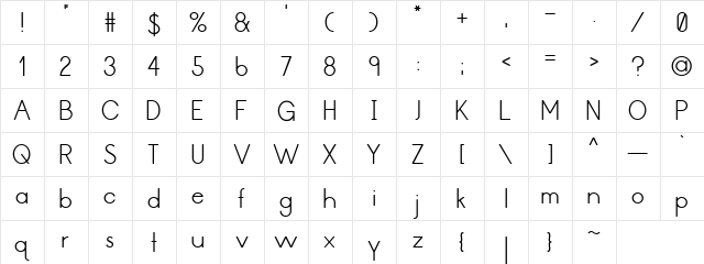 The Second Choice Regular  glyph index