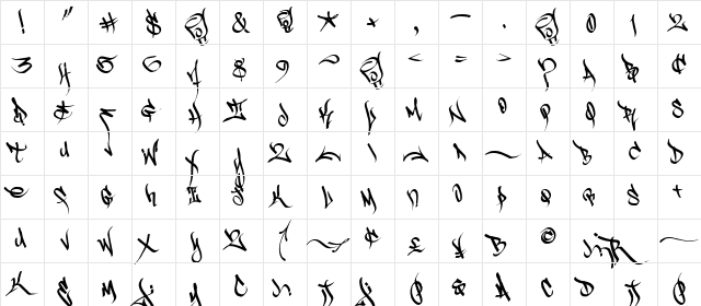 Scrawler Regular  glyph index