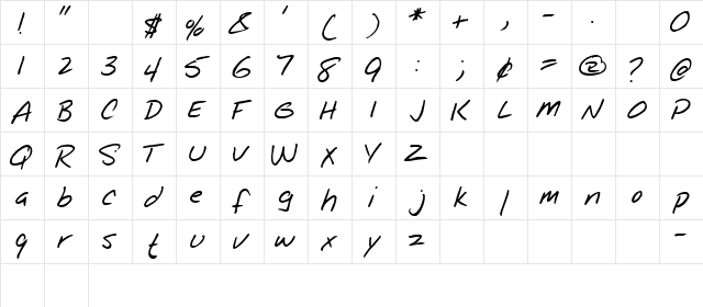 Kooky 1 Regular  glyph index