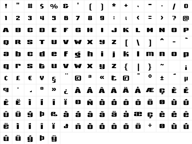 Sneakers Medium Biform Regular  glyph index