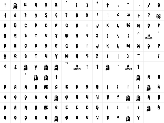 Peccatum Regular  glyph index