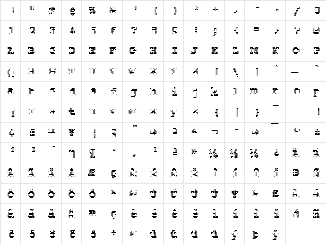 Rough23 Becker Regular  glyph index