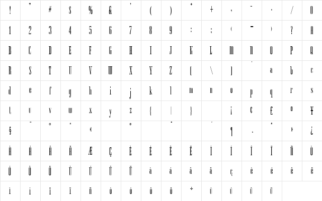 Spire Alt Regular  glyph index