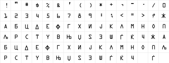 X_System Normal  glyph index