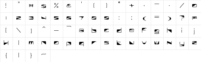 Half Cut Regular  glyph index