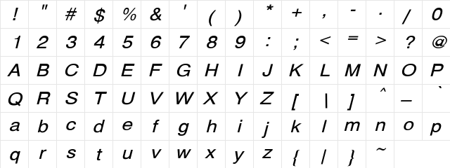 HelveticaExtO 3 Regular  glyph index