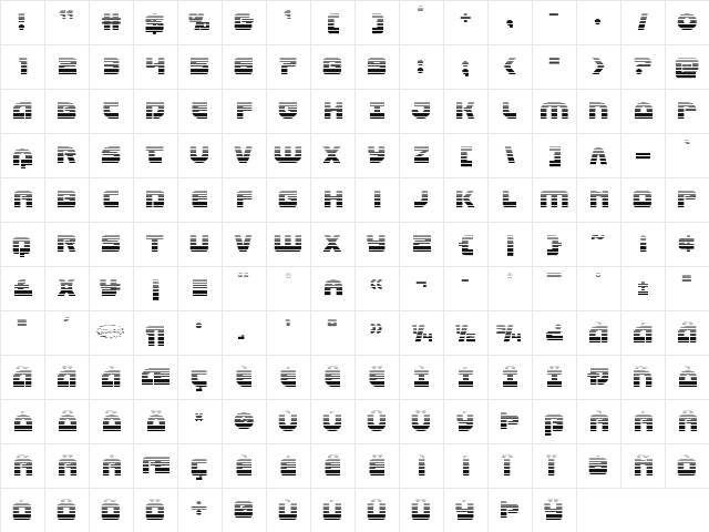 Laser Corps Gradient Regular  glyph index
