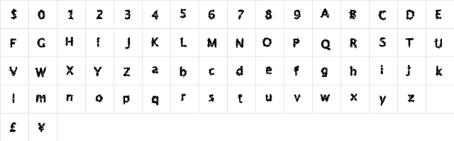 TenDimensional Regular  glyph index