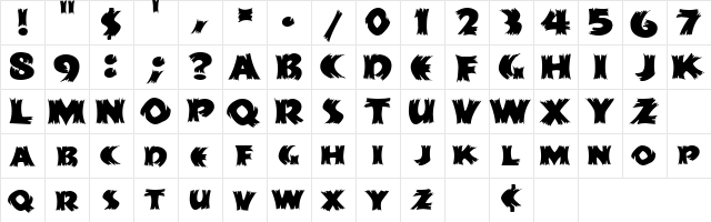 ScarecrowCondensed Regular  glyph index