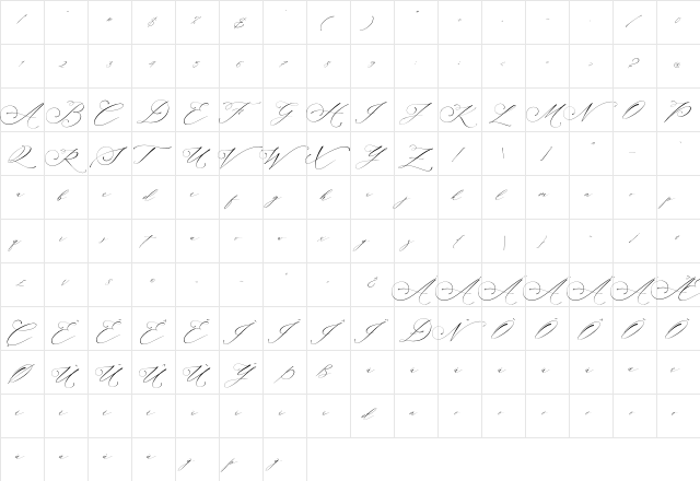 Planolla Regular  glyph index