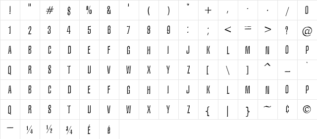 Iron Lung Regular  glyph index