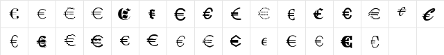 Euro Collection Normal  glyph index