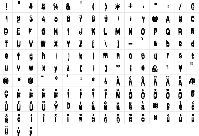 Bull Regular  glyph index