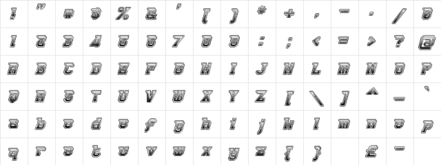 Robbie Rocketpants Regular  glyph index