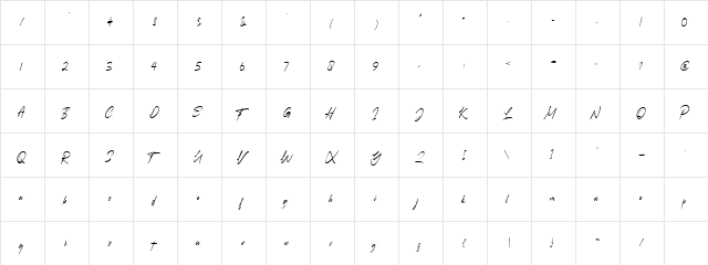 Augustinne demo Regular  glyph index