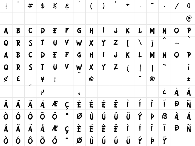 Nature Breath Regular  glyph index