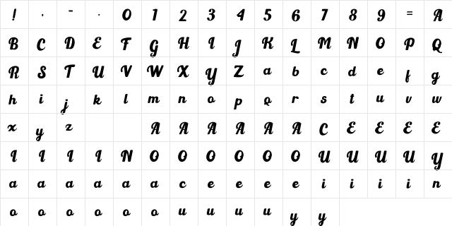 Light Beach Regular  glyph index