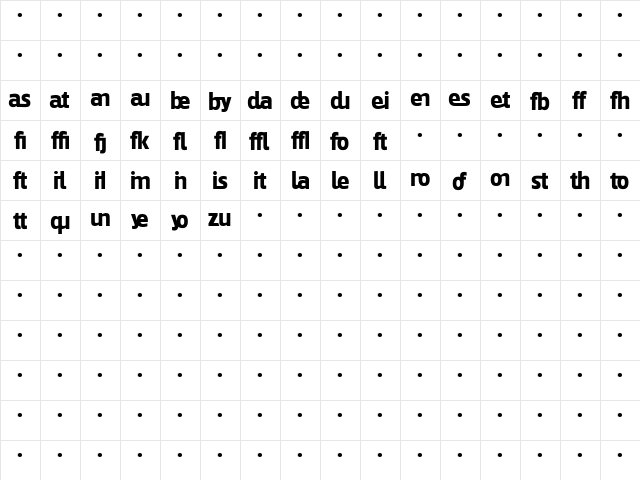 GovanThree-Ligature Regular  glyph index