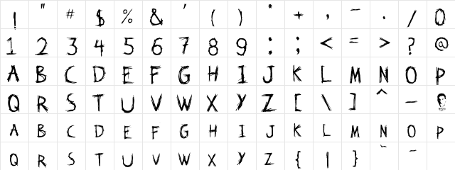 Kat Skratch Kat Skratch  glyph index