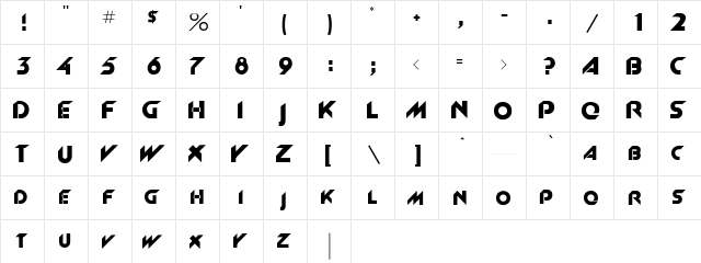 Creekview Regular  glyph index