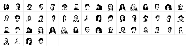 Celeb Faces Regular  glyph index
