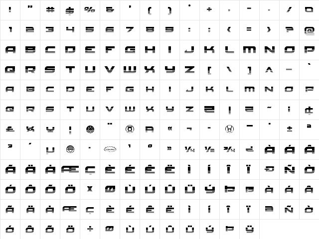 Red Rocket Halftone Regular  glyph index