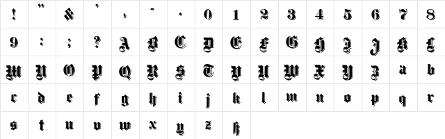 Dampfplatz Shadow Black  glyph index