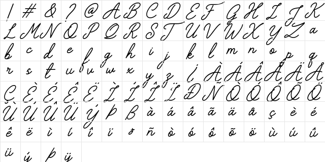 The Grateful 3 Regular  glyph index