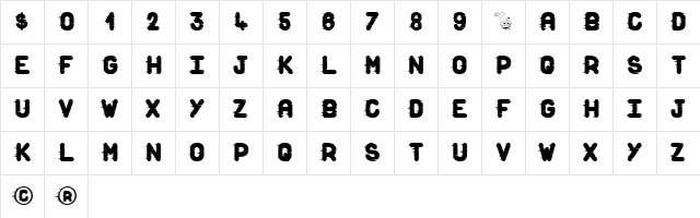 Dust Scratches light Regular  glyph index